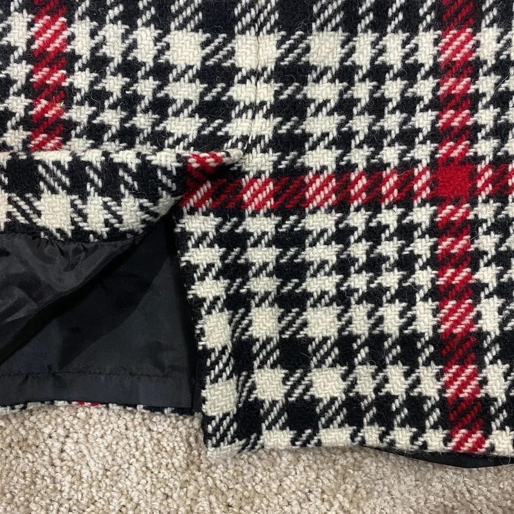 Talbots Skirt Womens 8 Wool Blend Black Plaid Straight Ladies Preppy Classic 90s